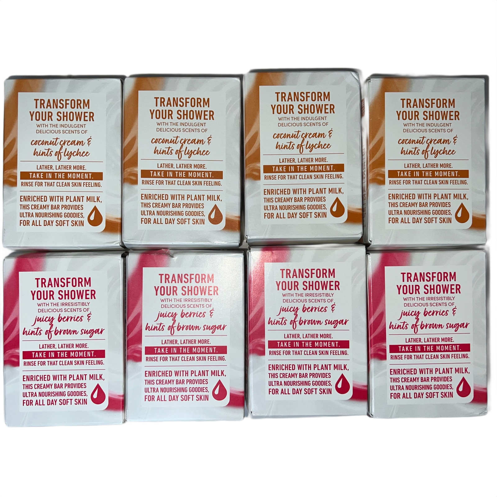 8pk Dove Plant Milk Beauty Bar 4 Coconut Lychee 4 Oat Berry 5oz New