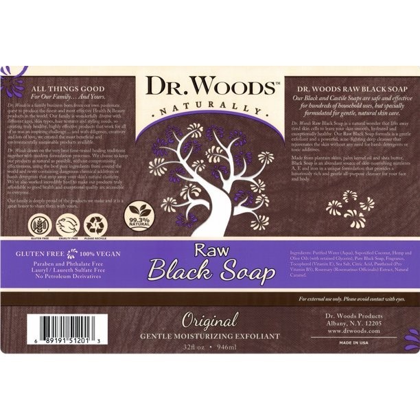 Dr. Woods Naturally Original Moisturizing Raw Black Liquid Soap 32 fl oz