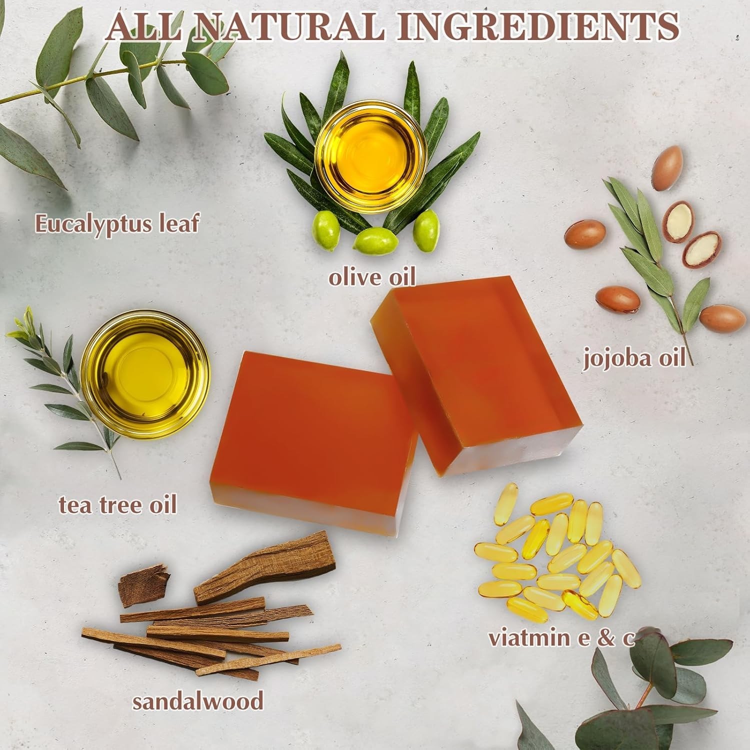 3 Pack Sandalwood Mens Bar Soap, Natural Soap Infused Jojoba 3.53 oz Soap Bar