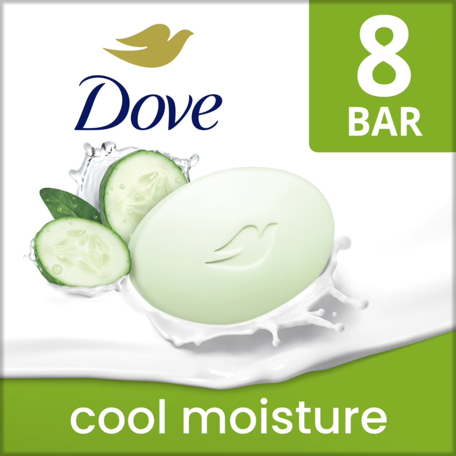 Dove Beauty Bar Bath Soap Cool Moisturizing Gentle Cucumber, 3.75 oz 8 Bars NEW