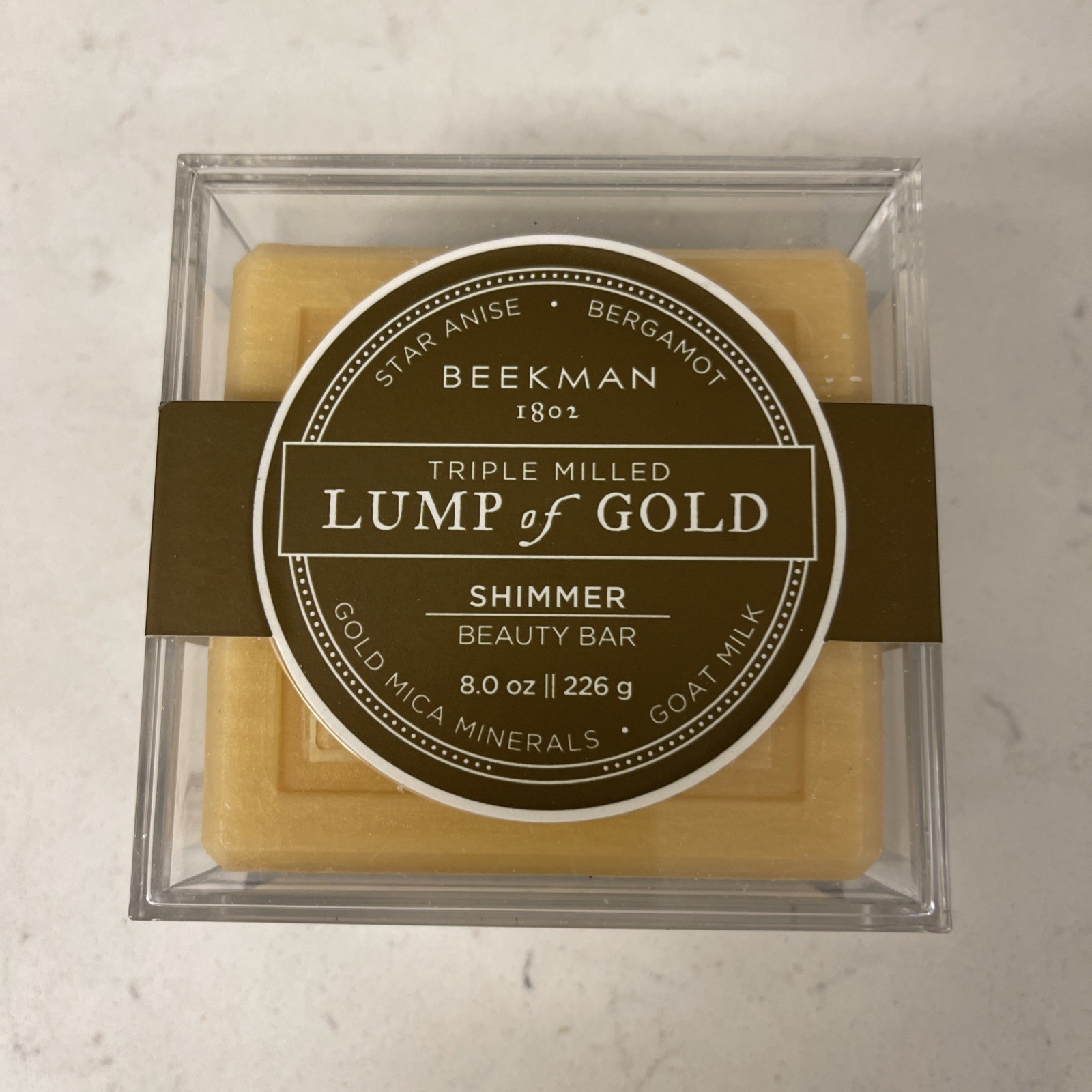 NEW Beekman Lump of Gold Shimmer Soap Star Anise Bergamot Sealed 8 oz