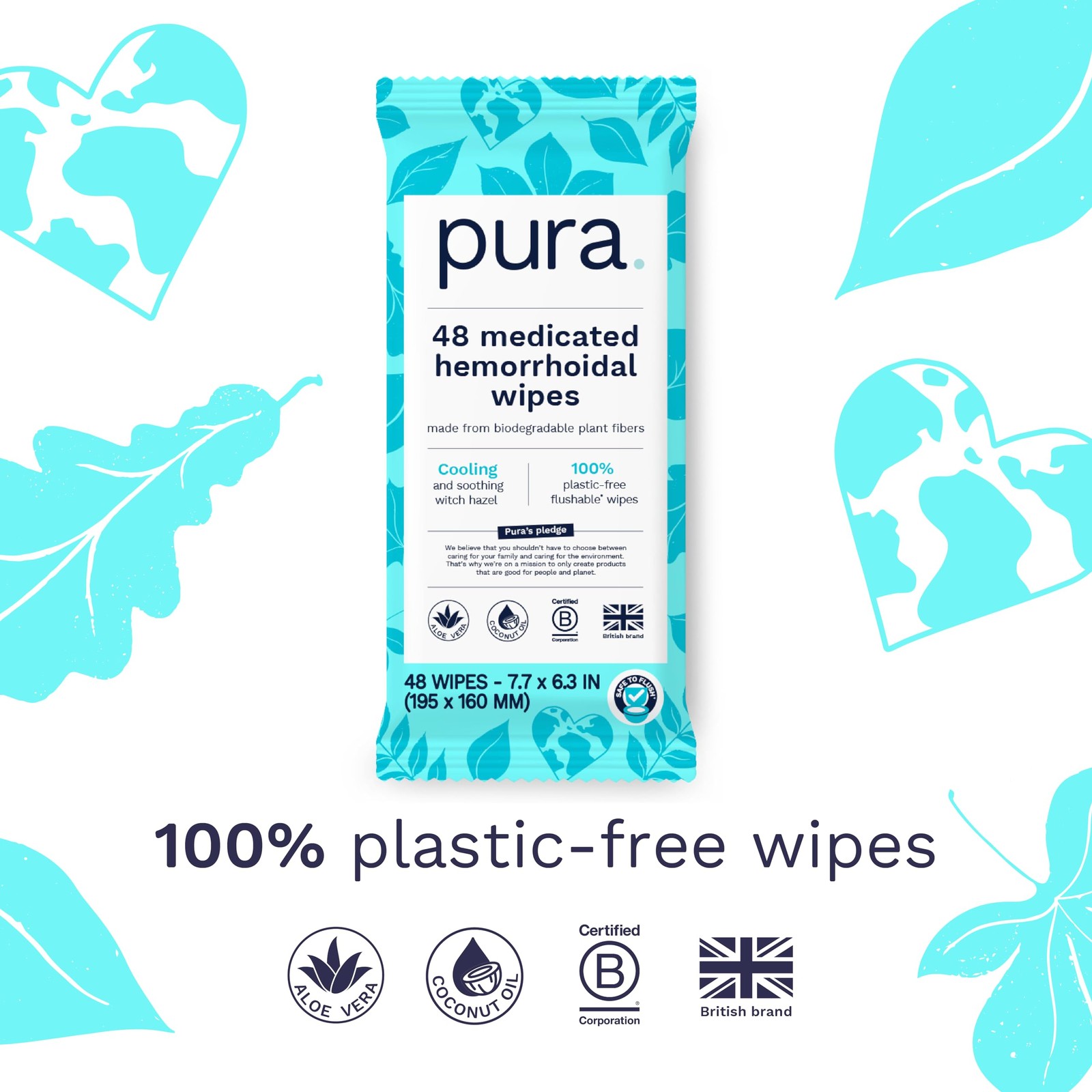 Pura XL Flushable Medicated Wipes for Hemorrhoid Relief, Extra-Large, Fragrance-