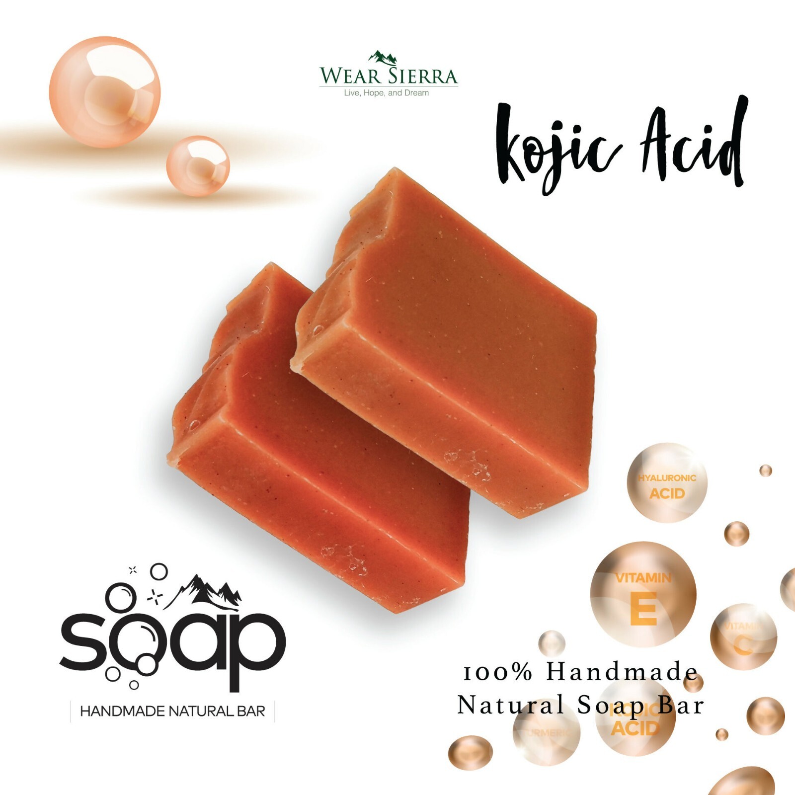 Handmade Natural Kojic Acid Bar Soap Pack , Naturally Anti-Aging Beauty Bars