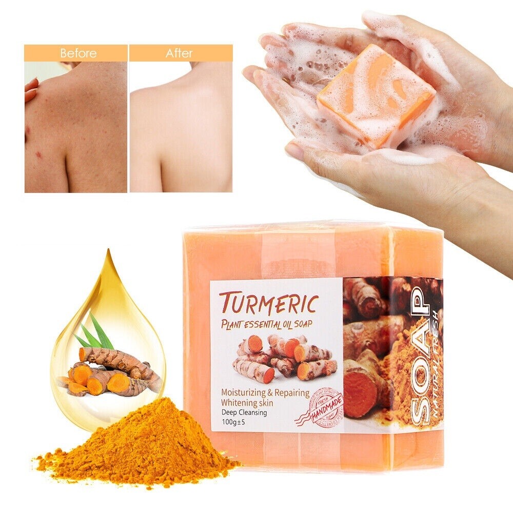 3PCS Tumeric Soap Skin Whitening Dark Spots lightening Acne Brightening Turmeric
