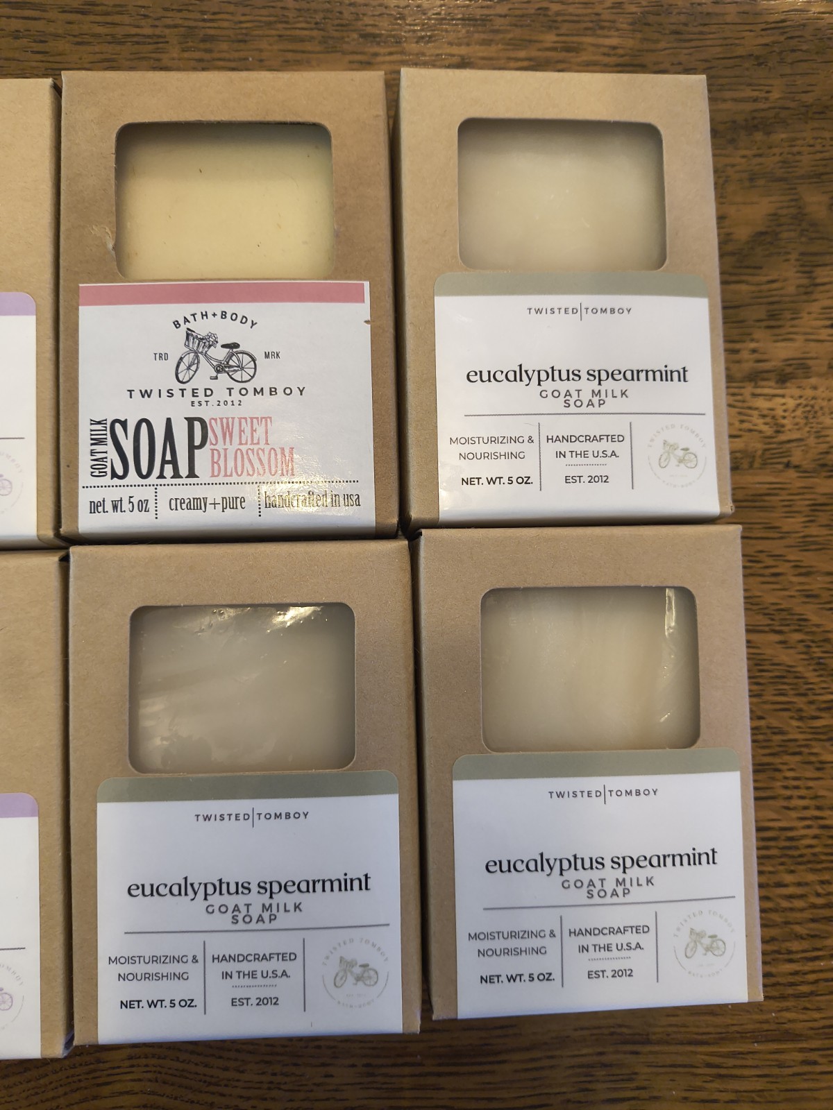 6 Goat’s Milk Soap Bars by Twisted Tomboy 5 oz Each New In Box Variety Of Scents