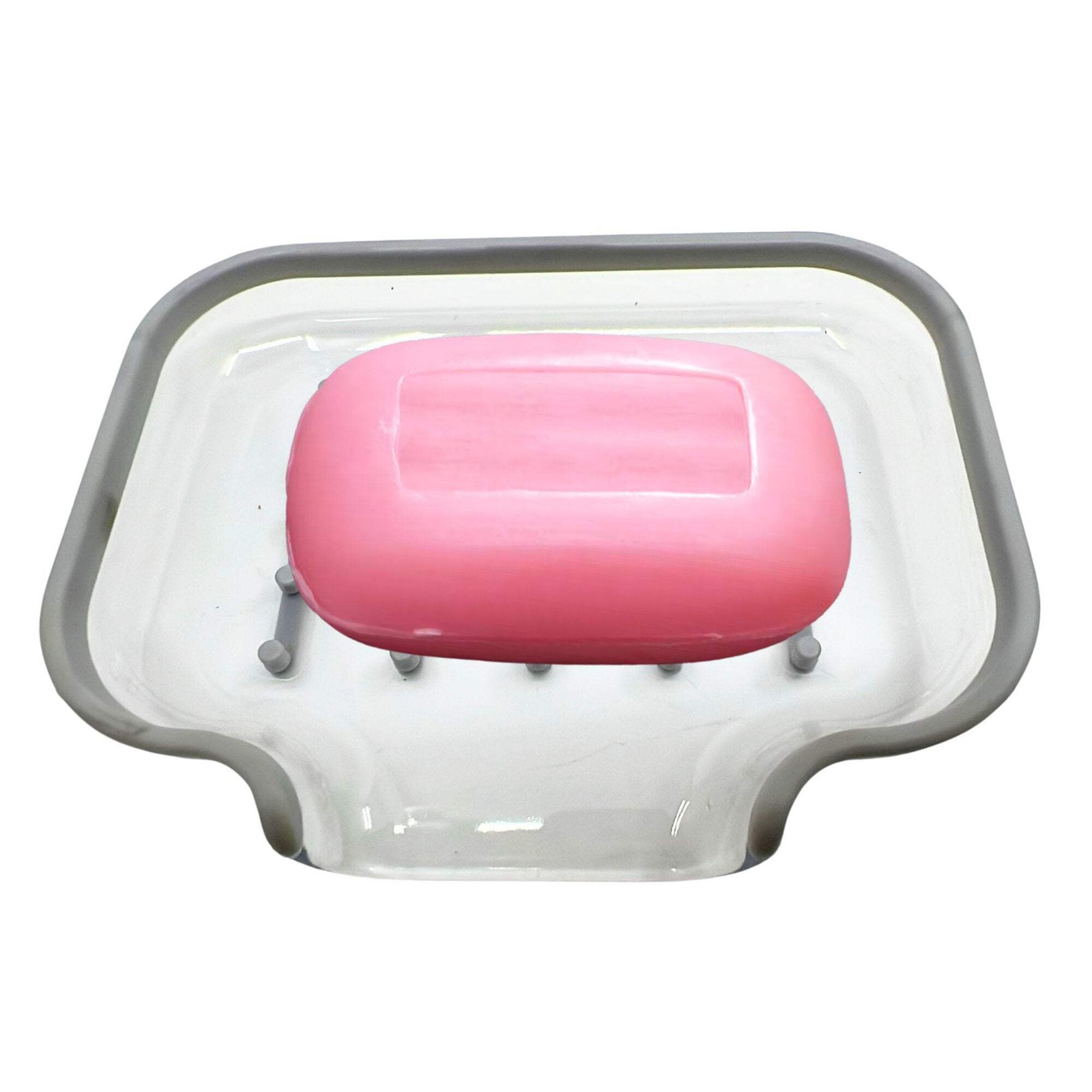 Transparent with Gray Border Plastic Soap Holder:1 Pack