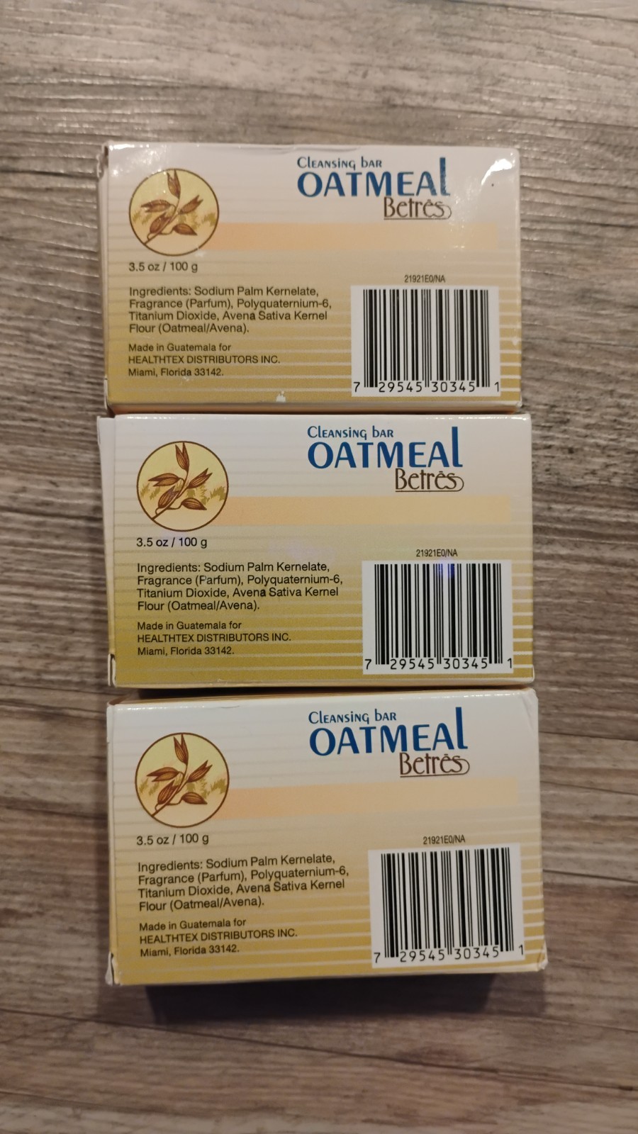 Betrès Oatmeal Avena Cleansing Bar Soap for Sensitive Skin, Lot of 3, 3.5 oz