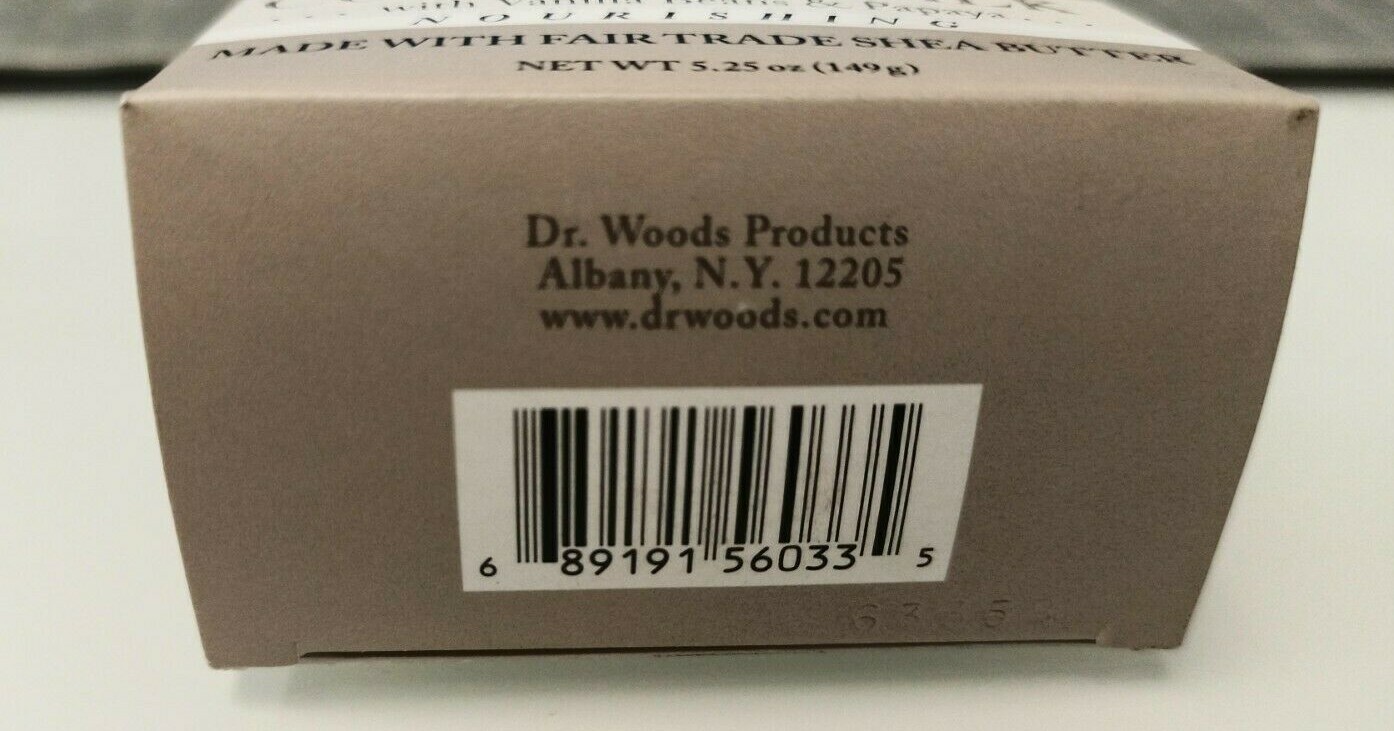2x Dr. Woods Natural Bar Soap with Fair Trade Organic Shea Butter Coconut 5.25oz