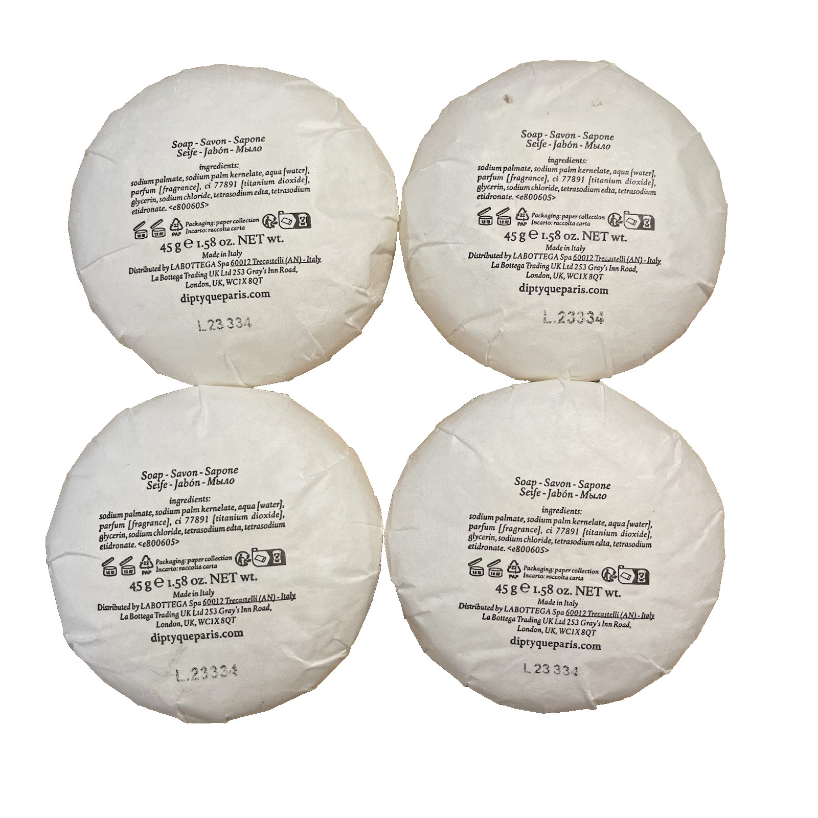 NEW Set of 4 Diptyque Philosykos Round Soap Bar 45g/1.58 oz Saint Germain Paris