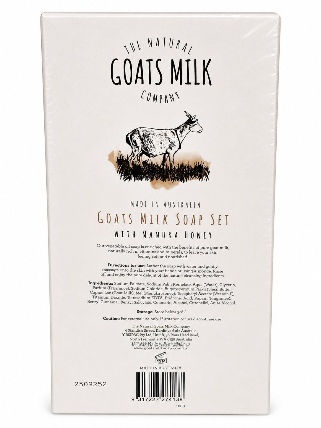 Natural Goats Milk Manuka Honey Soap Set – 8 x 200g Moisturizing Bars