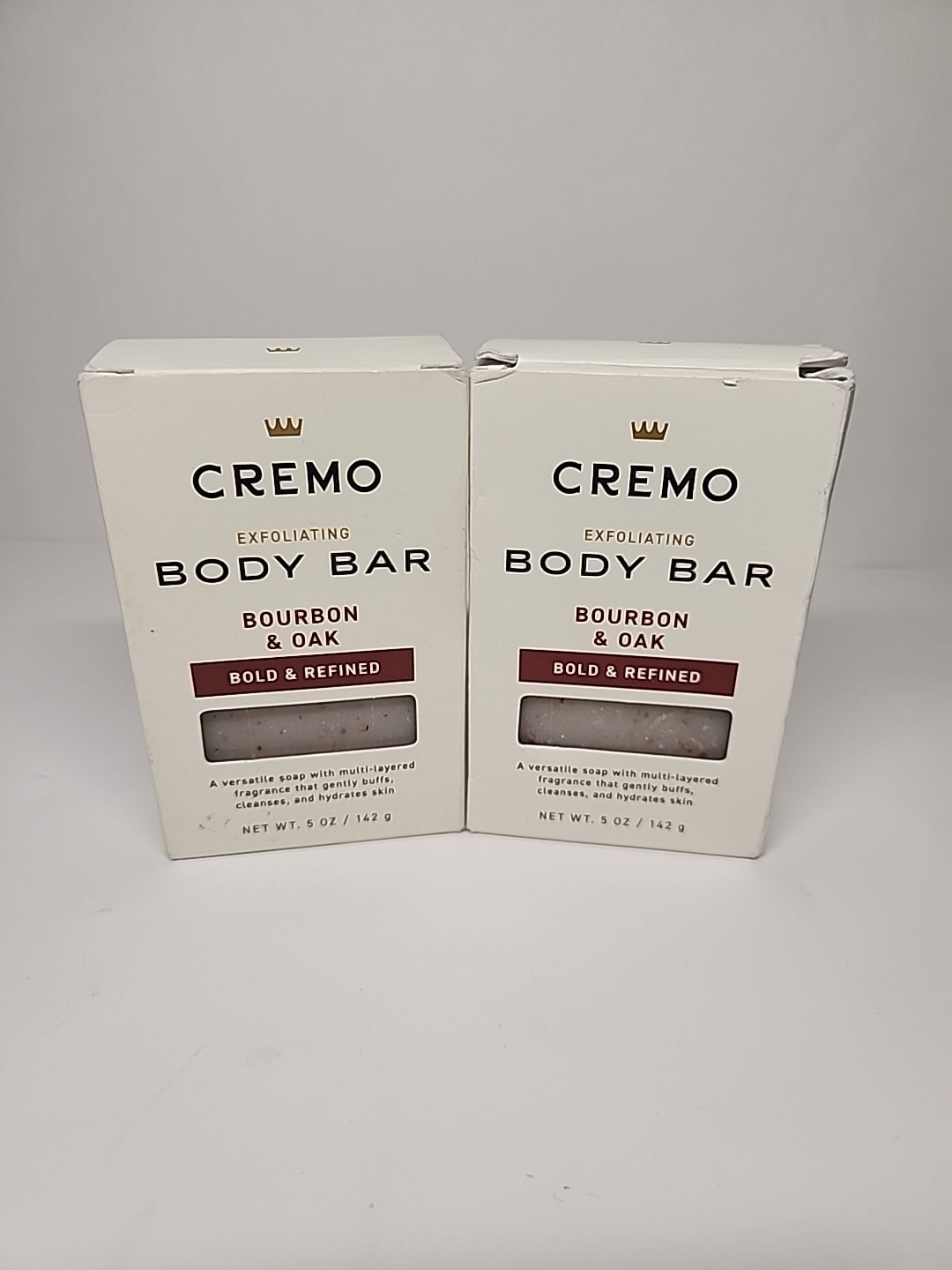 Cremo Bourbon & Oak Exfoliating Body Bar Soap 5oz Lot Of 2