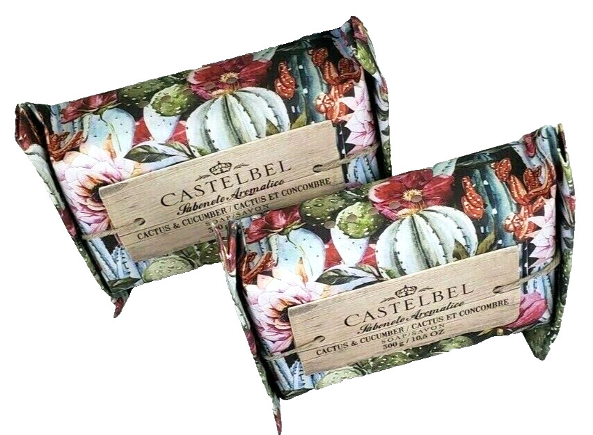 2-Pack Castelbel CACTUS AND CUCUMBER Fragranced Soap w Shea Butter 10.5 Oz