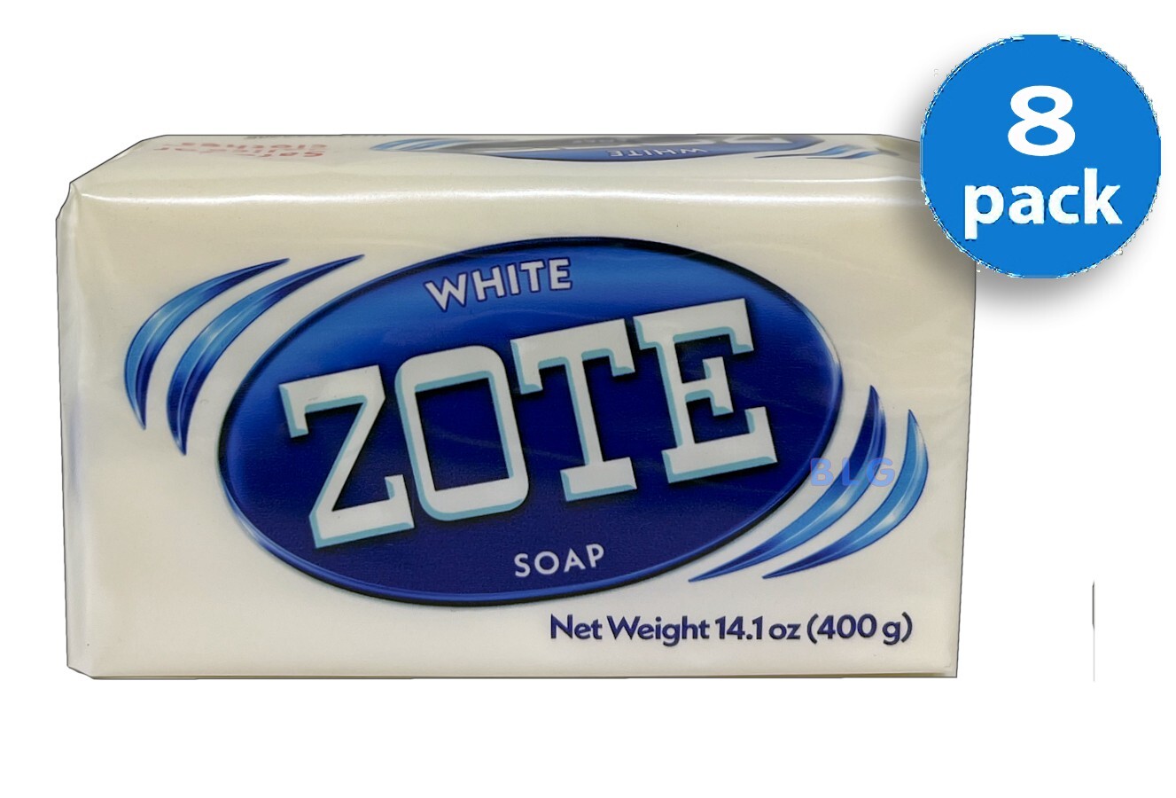 Zote White Laundry Soap Washing Clothes 14oz Bars Detergent Jabon Blanco 8-Bars