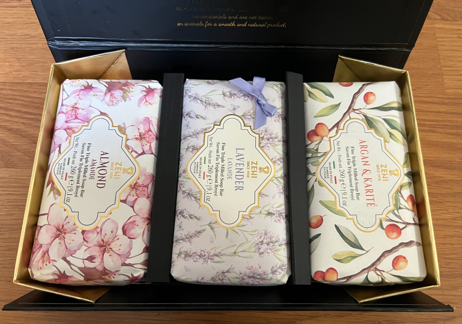 Zeni Diamante Fine Triple Milled Soap Bar (3 Bars), Made In Italy, 9.1 oz each
