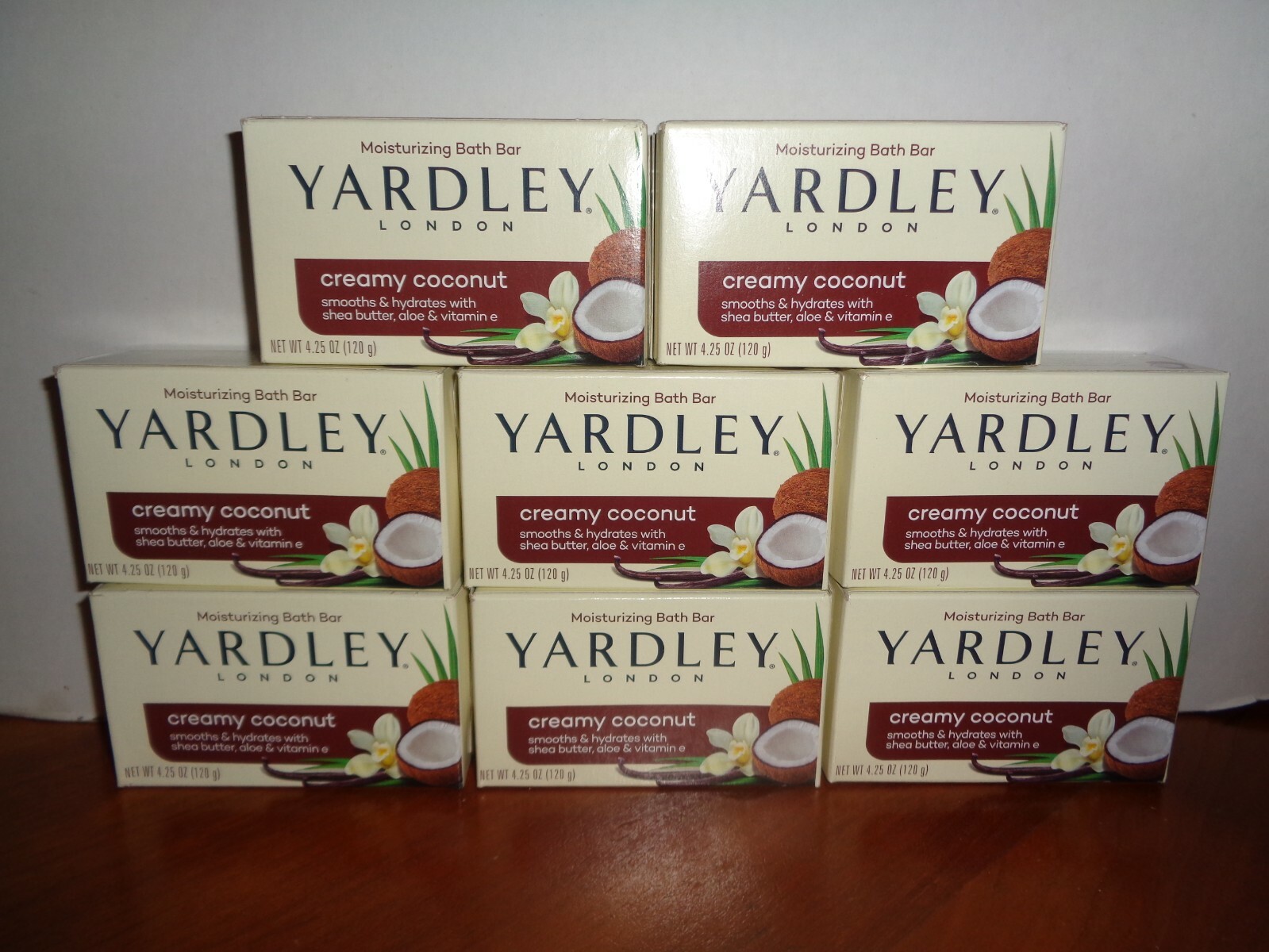Lot of 8 Bars Yardley London Creamy Coconut Moisturizing Bath Soap 4.25 oz Each
