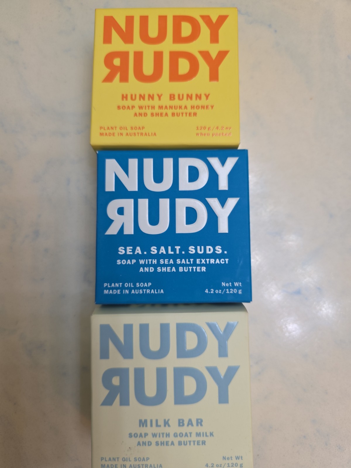 Nudy Rudy Bars Of Soap, Lot Of 3, Sea Salt, Hunny Bunny, Milk Bar