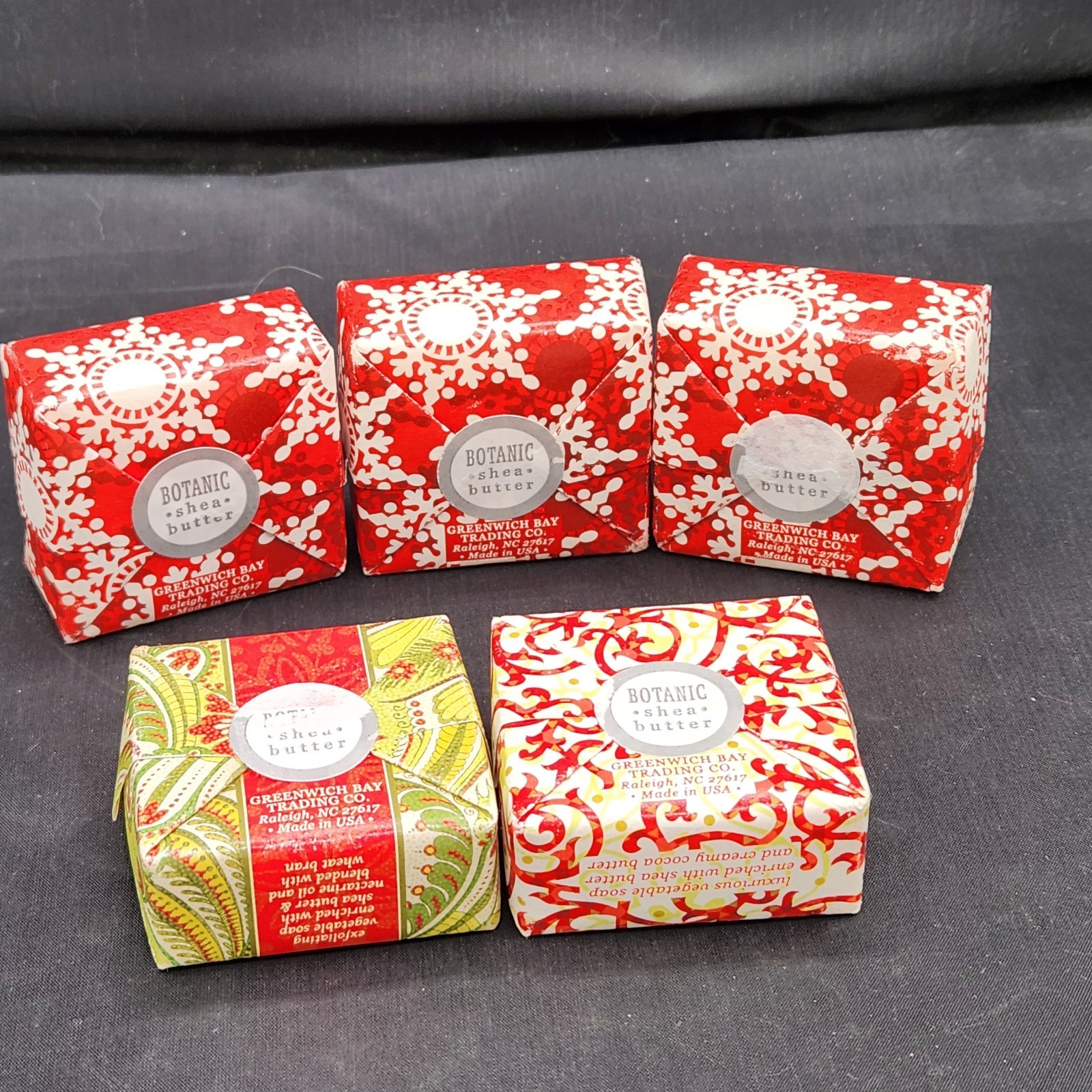 5 Greenwich Bay Trading Shea Butter Soap 1.9 oz. Christmas Peppermint Travel
