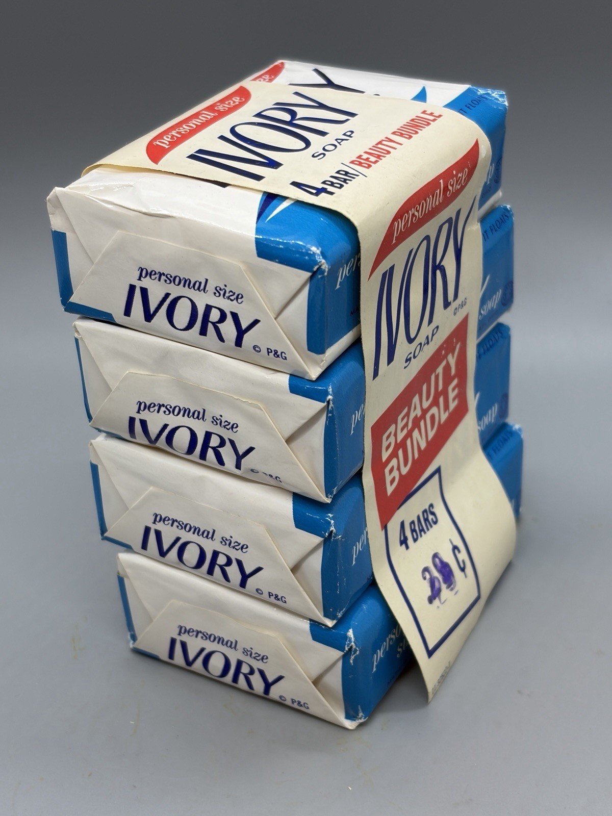Vintage NOS Ivory Soap Personal Size Bars Lot Of 4 Light Blue Sealed