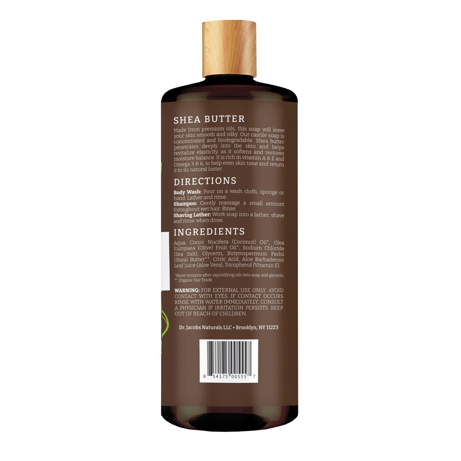 Dr Jacobs Naturals 32oz Shea Butter Castile Body Wash Soap Plant-Based