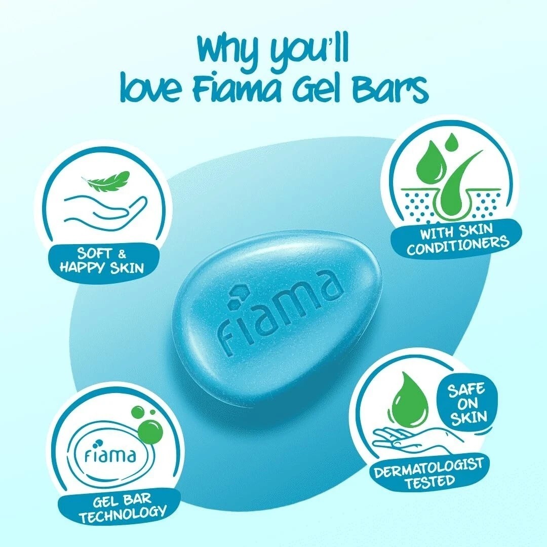 Fiama Gel Bathing Bar Fresh Celebration pack Soap for Women & Men Pack of 3 V883