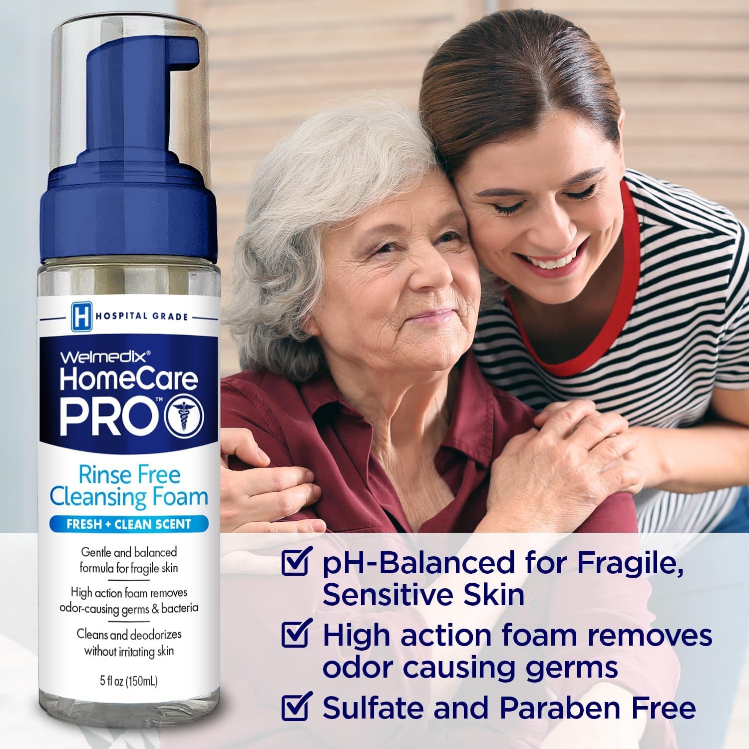No Rinse Cleansing Foam – Rinse Free & Waterless Body Wash, 3-in-1 Shampoo &