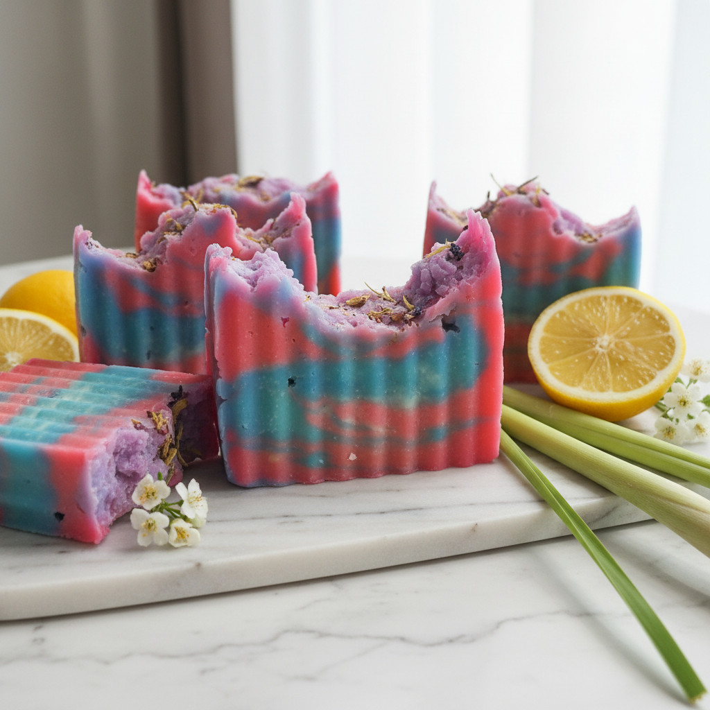 All-Natural Lemongrass Soap Made With Coconut Oil Mango Butter and Soybean Oil
