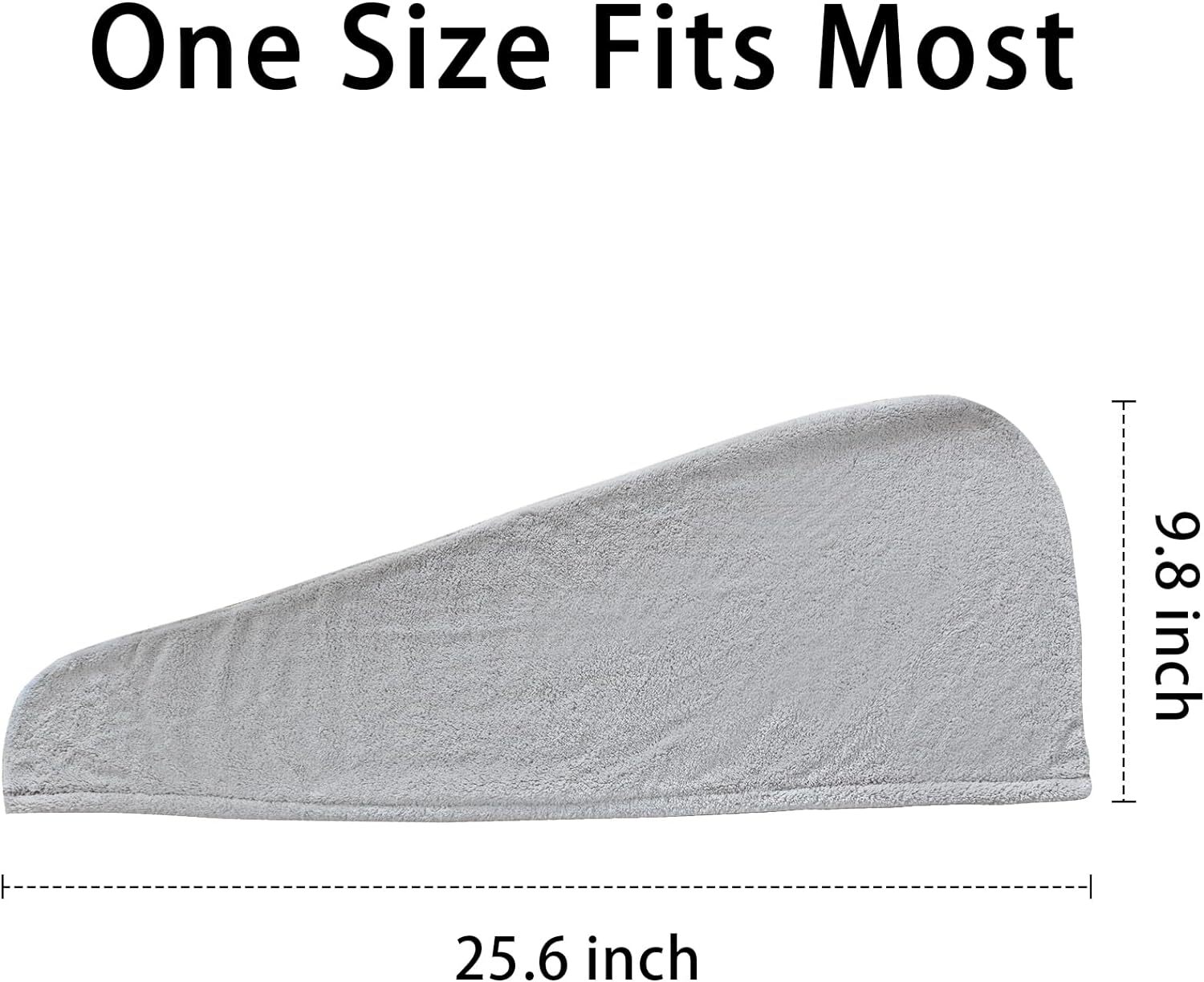 2 Packs Microfiber Hair Towel Wrap for Women Super Absorbent 2 Grey