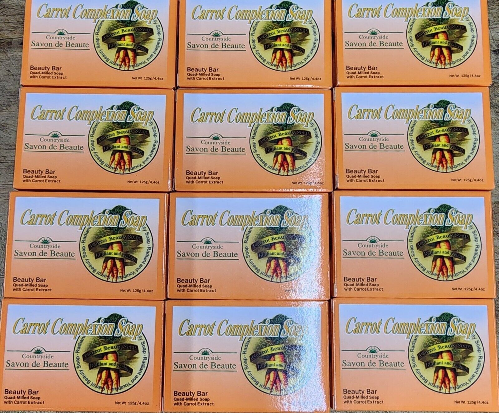 12-Pack CARROT COMPLEXION SOAP BEAUTY BAR WITH CARROT OIL 125g (each) BRAND NEW!