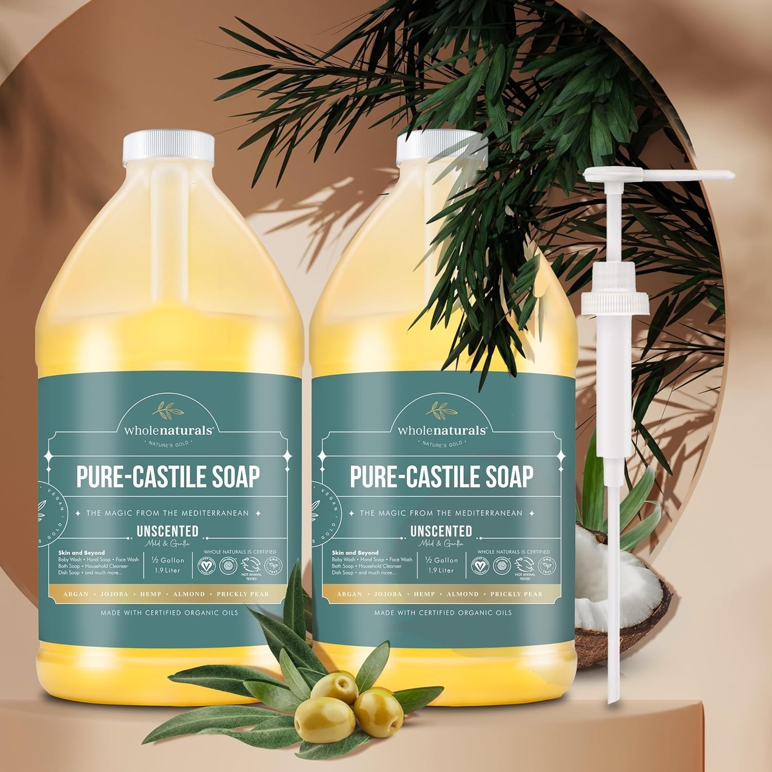 Pure Castile Soap – EWG Verified & Palm Oil Free, Unscented 128 Fl Oz (2 Pack)