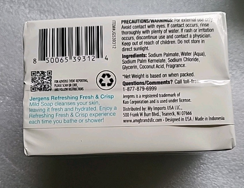 4x Lot Jergens Fresh & Crisp Mild Soap 10 Bars Total New Sealed