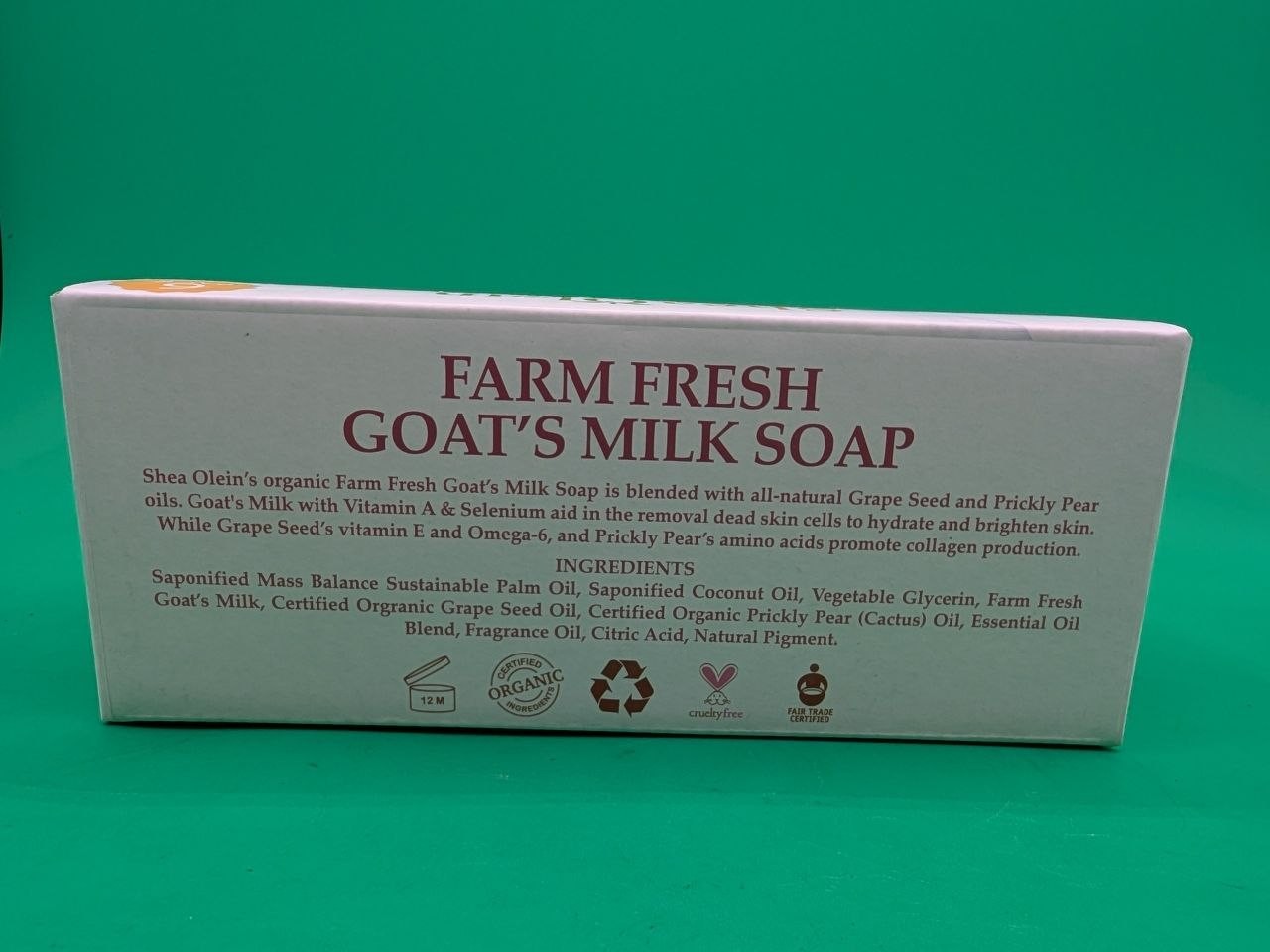 Shea Olein Farm Fresh Goat’s Milk Soap 6 Pack Grape Seed Prickly Pear SA