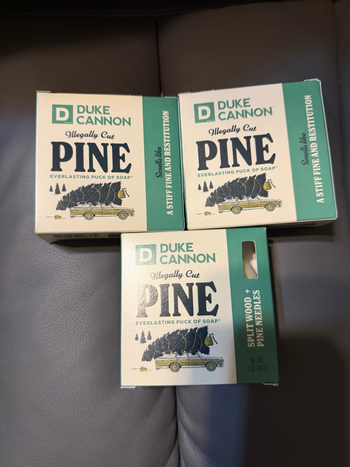 3 Pack: Duke Cannon Bar Soap Illegally Cut Pine Split Wood + Pine Needles – 5 oz