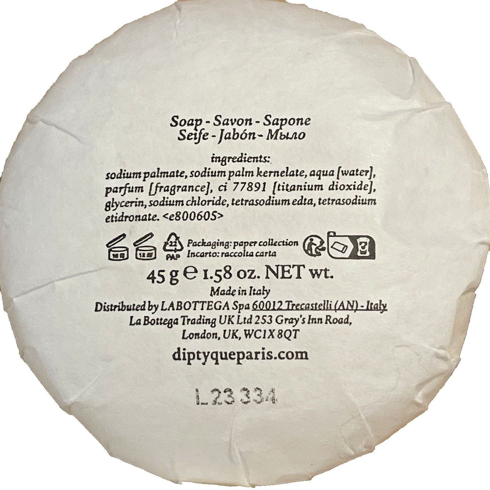 NEW Set of 4 Diptyque Philosykos Round Soap Bar 45g/1.58 oz Saint Germain Paris
