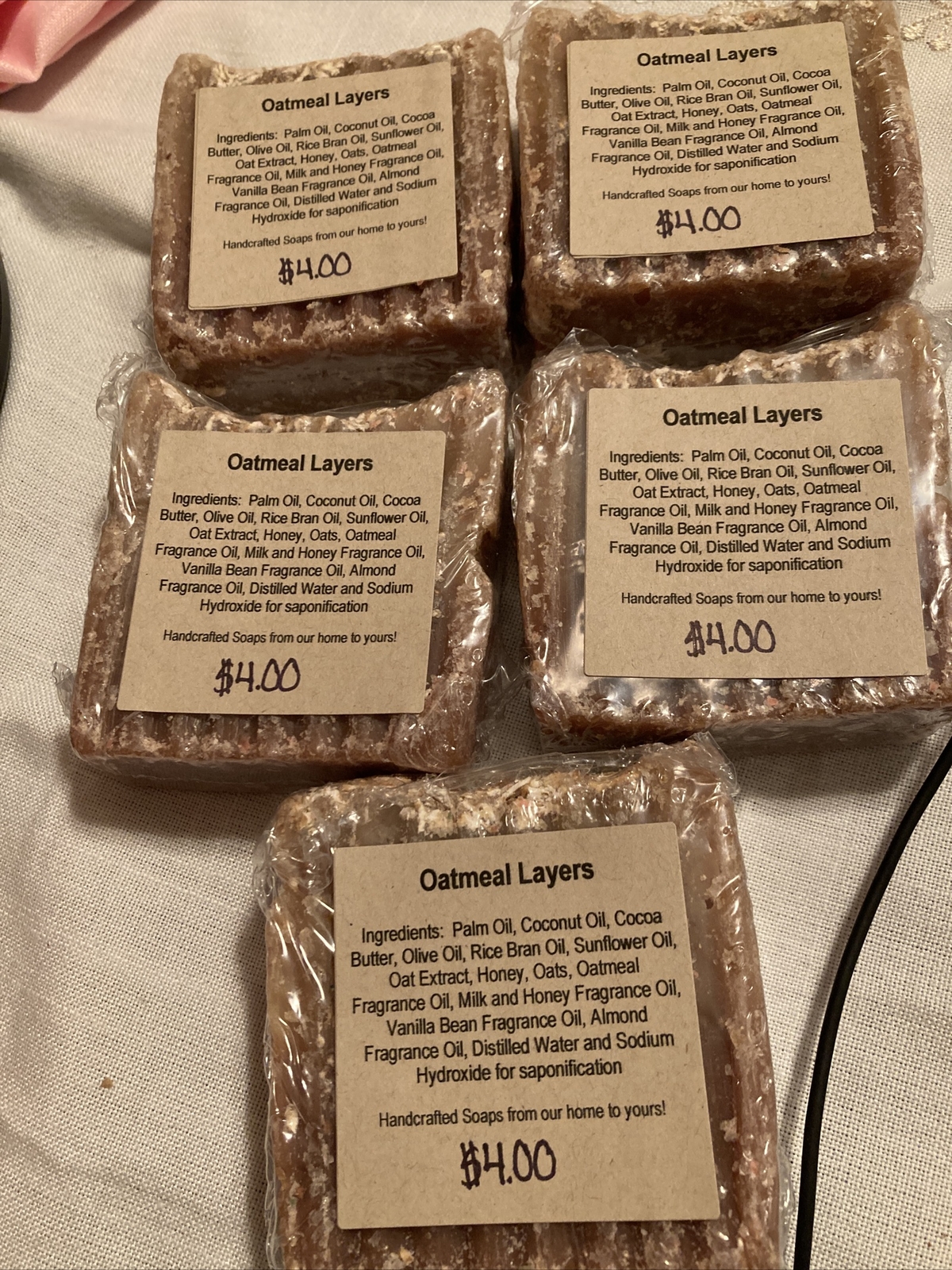 Oatmeal layers Handmade Bath Bar Soaps Sealed New Scented Free Fast ship