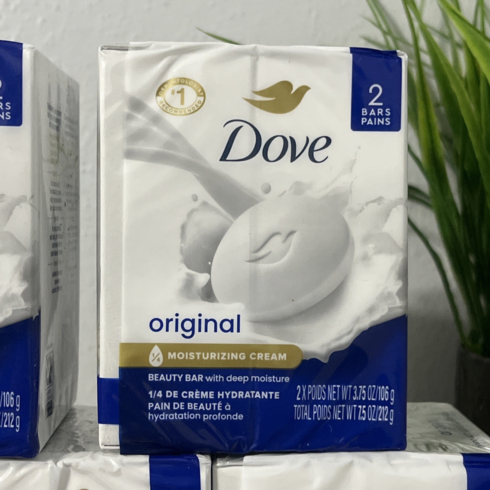 Dove Soap WHITE Beauty Bar Moisturizing 3.75oz 2 pack ( 5 sets ) -10 bars total