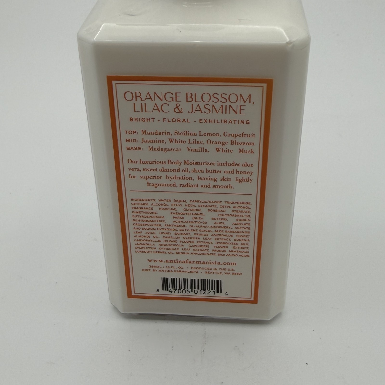 Antica Farmacista Body Moisturizer Orange Blossom Lilac Jasmine 10oz 296ml