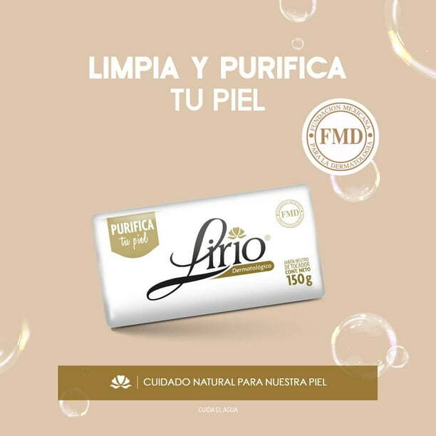 Lirio Dermatologico Antibacterial Bar Soap for all Skin Types 5.3 Oz. Pack of 14