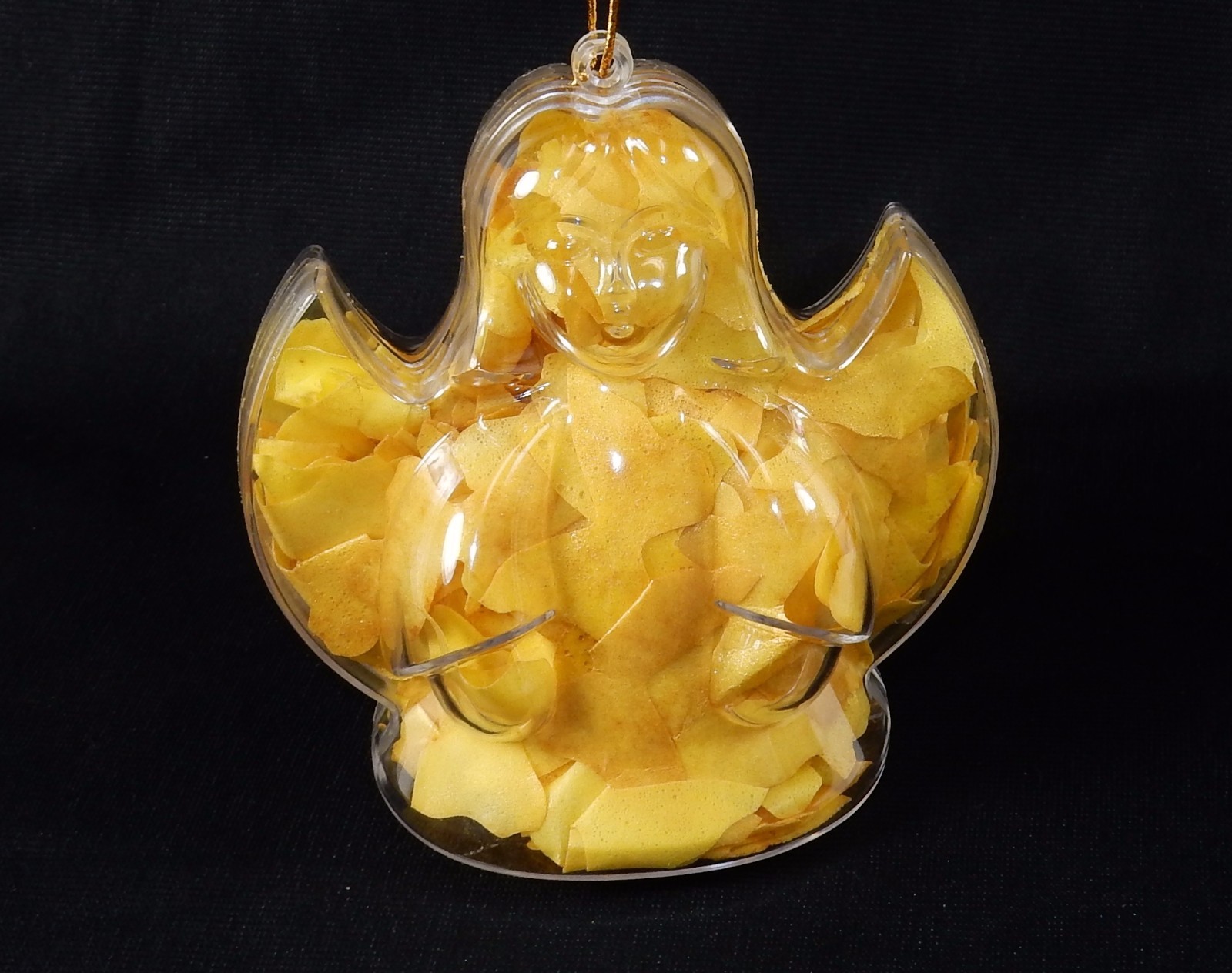Angel Shaped Bath Soap Ornament w/Golden Wings Confetti, Light Floral Scent