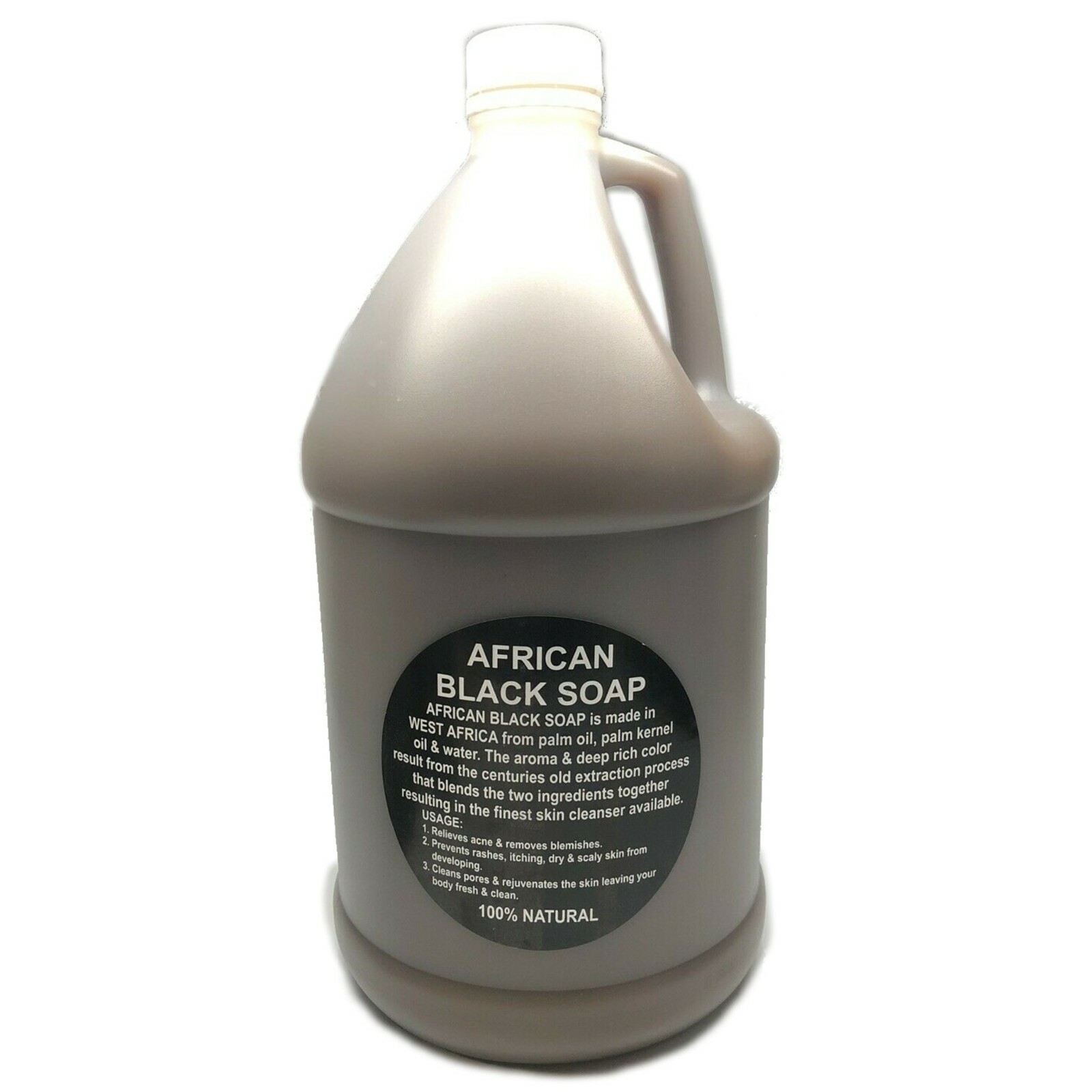 Raw African Black Soap Liquid 1 GALLON + BOTTLE 100% Pure Natural Body Face Wash