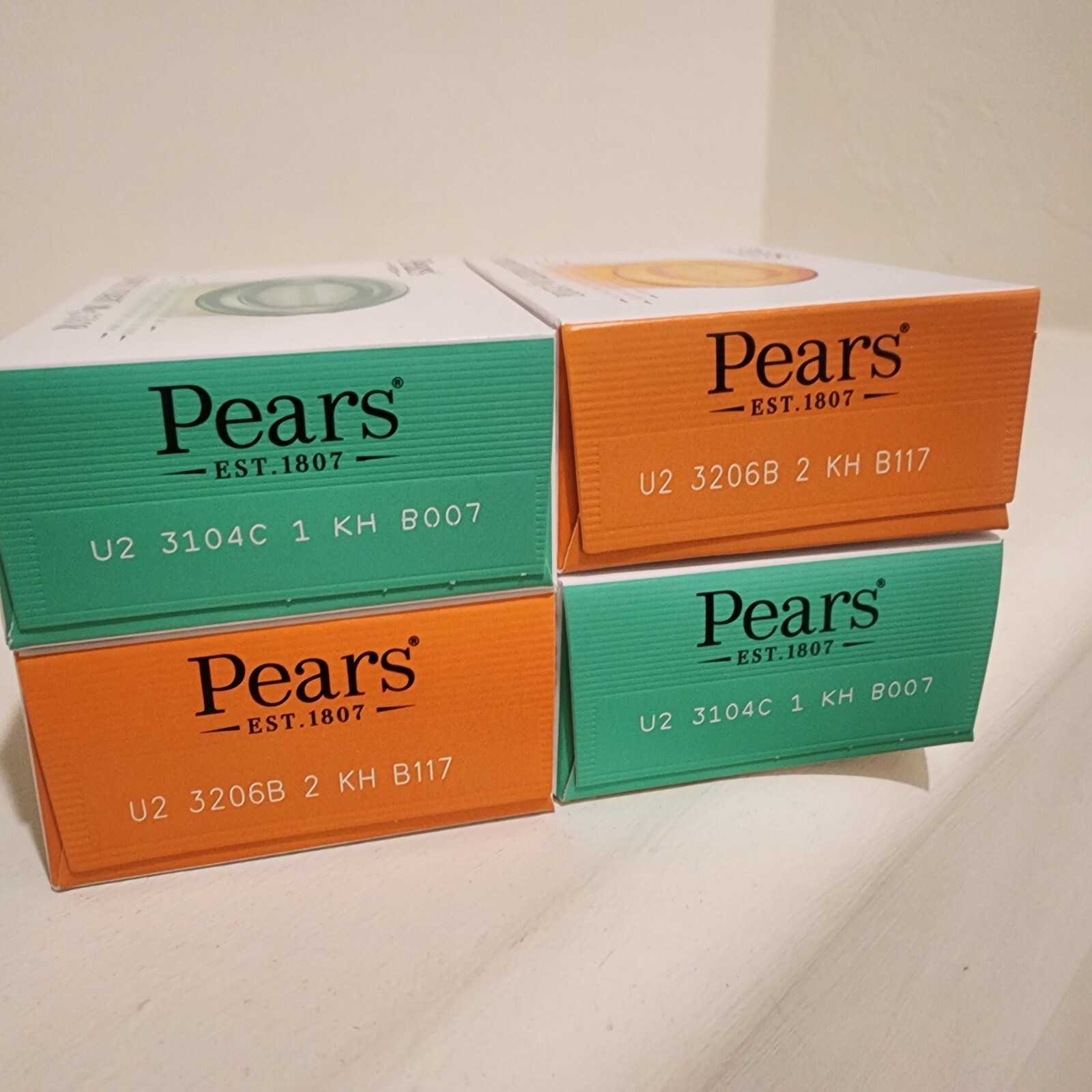Lot Of 4 Pears Gold And Green Transparent Glycerin Vegetable Oil Bar Soap India