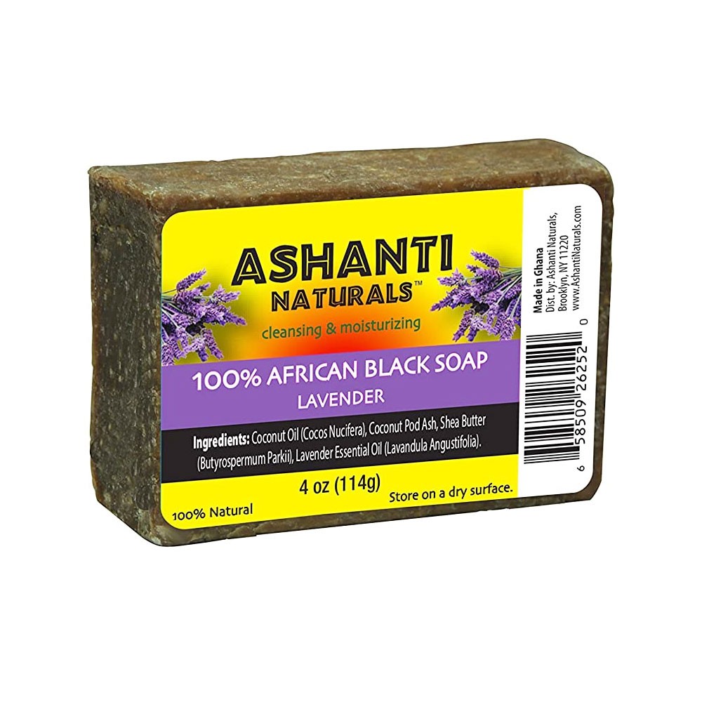 Ashanti Naturals African Black Soap Bar Lavender 4 Oz|Case of 12