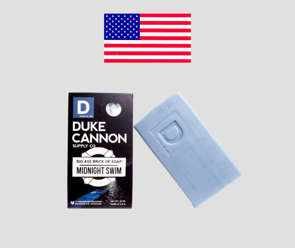 Duke Cannon Midnight Swim Big Ass Brick of Soap Mens 10 oz Benefits USA Vets
