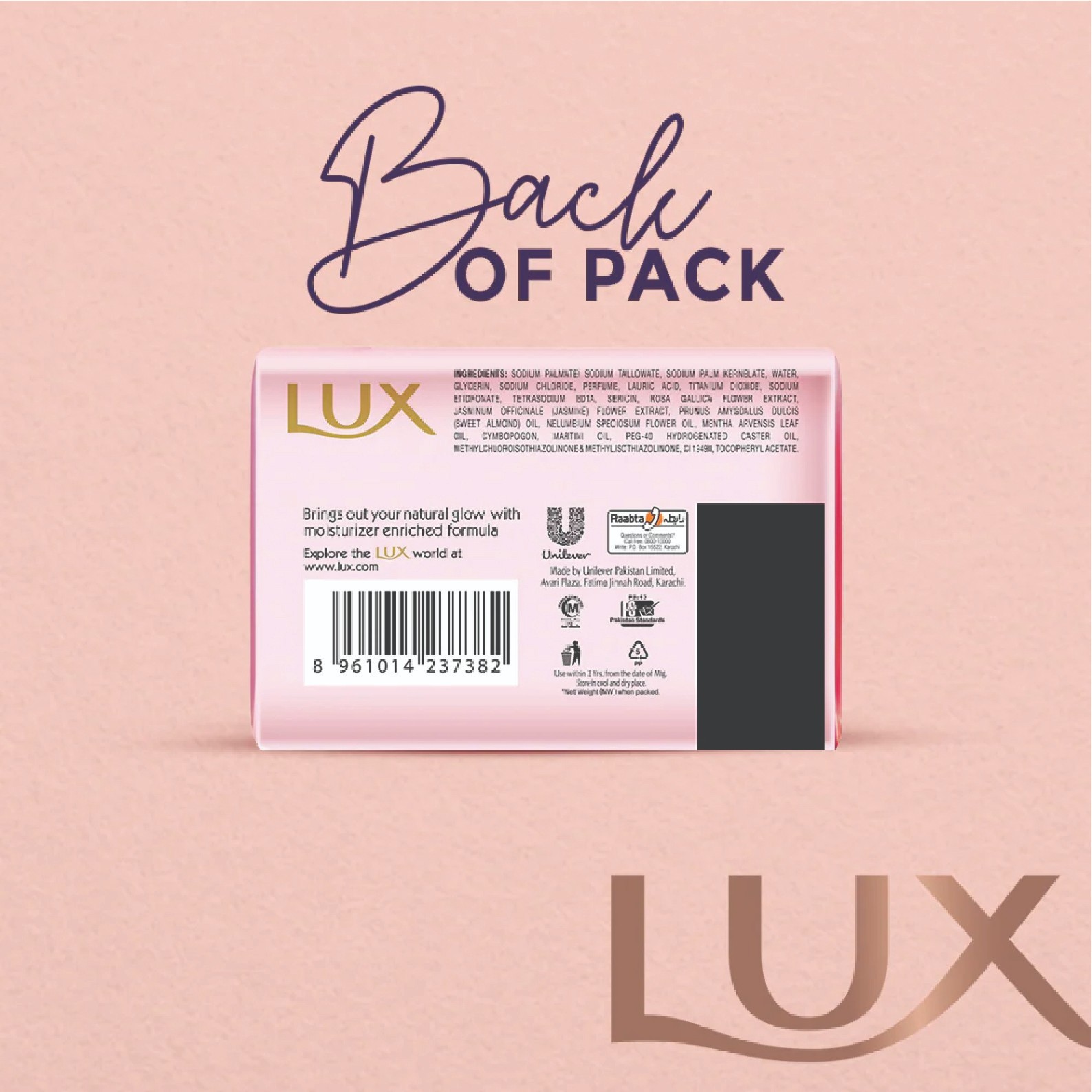 Pack of 3 Lux Rose Glow Vitamin C & Glycerin Soap 175g Rose Beauty Bar