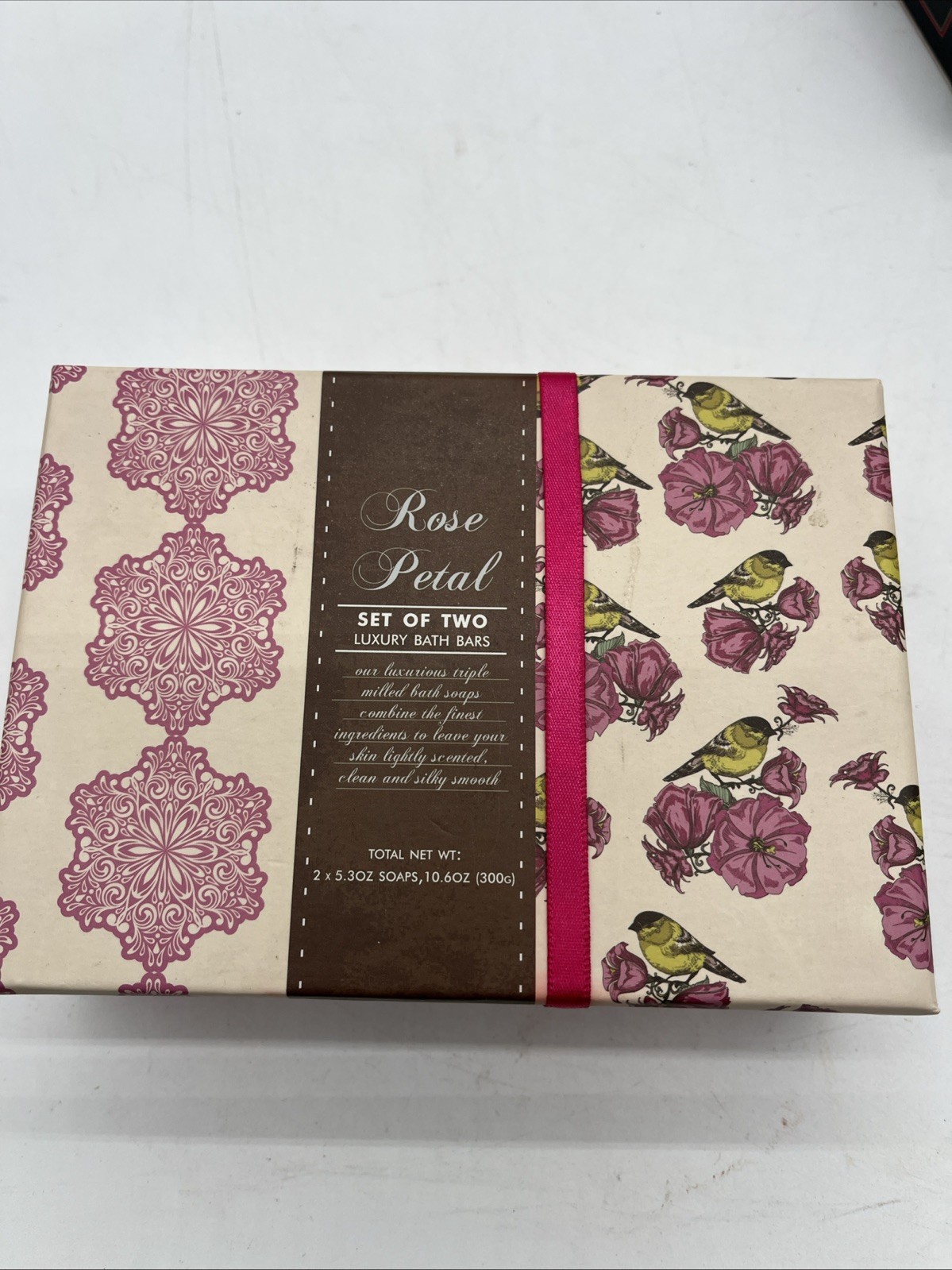 2 Rose Petal Scented Luxury Bath Bars 5.3 Oz Each 10.6 Oz Total