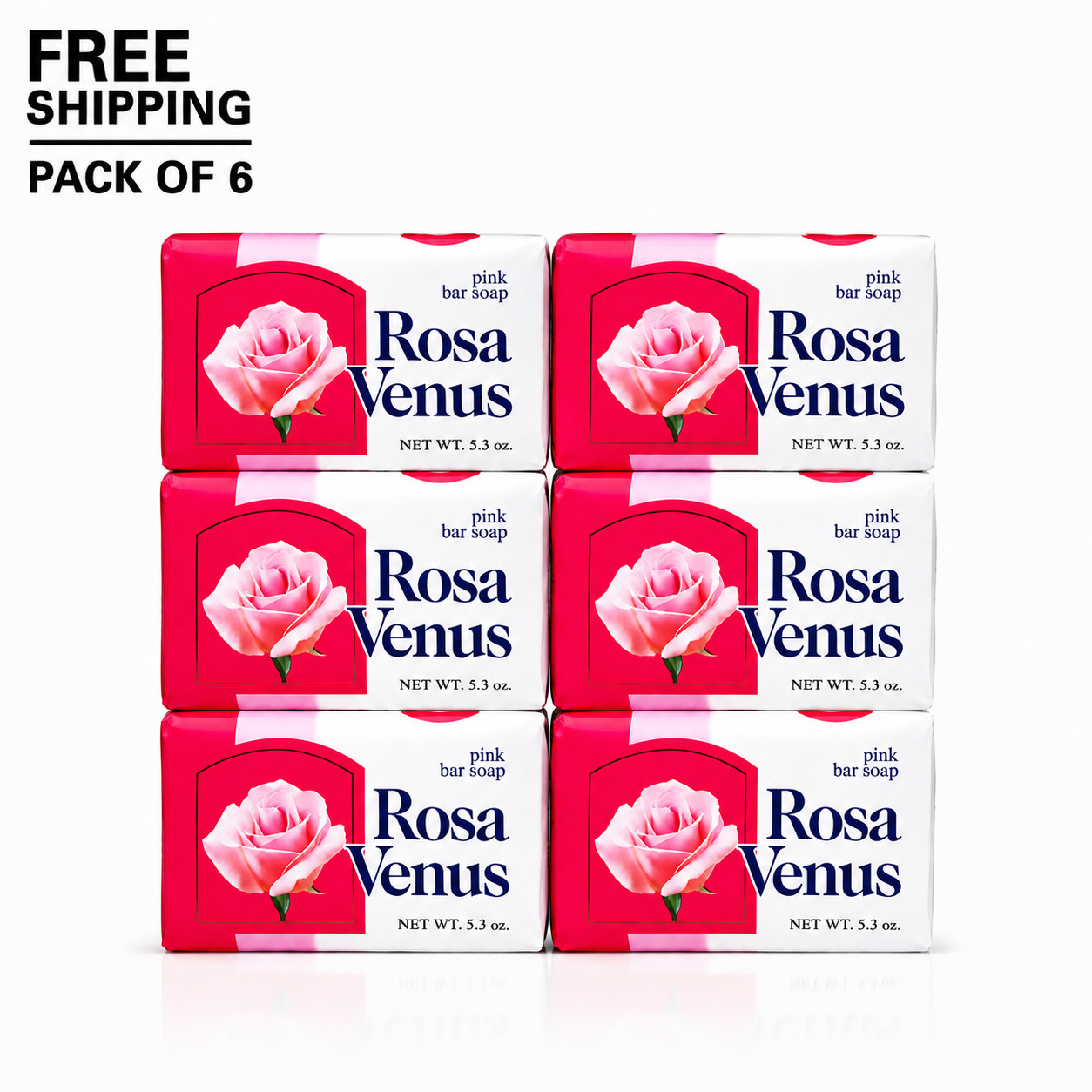 6 Pack Rosa Venus Pink Soap Bars 3.5 oz Rich Lather Bath Soap