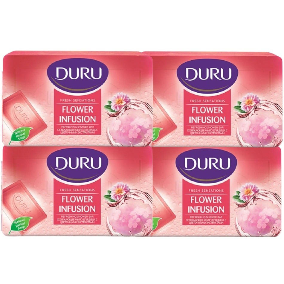 4xSoap DURU Fresh Sensation Flower Infusion 150g Moisturizing Floral Scent Bath