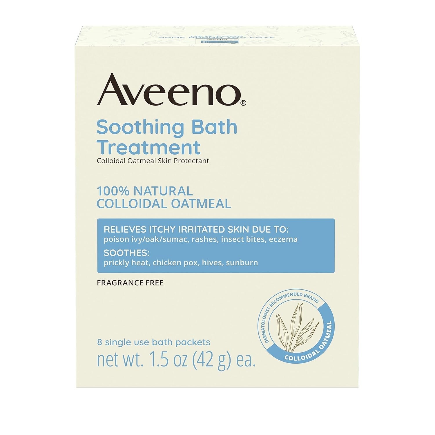 Fragrance-Free Oatmeal Bath Treatment for Soothing Relief – 8 Single-Use Packets