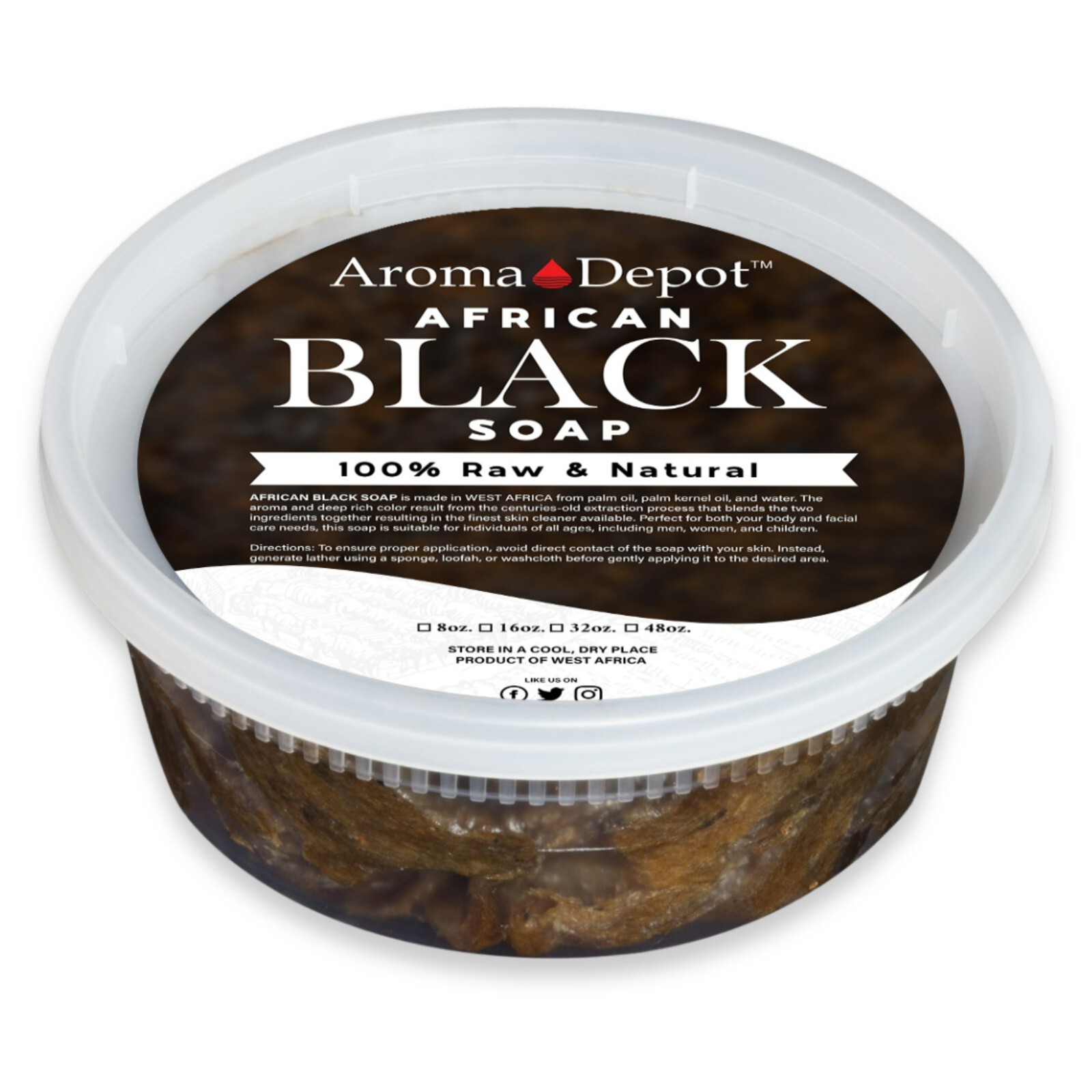 African Black Soap Paste 8 oz. Natural Raw Organic Wash Face Body Hair Raw