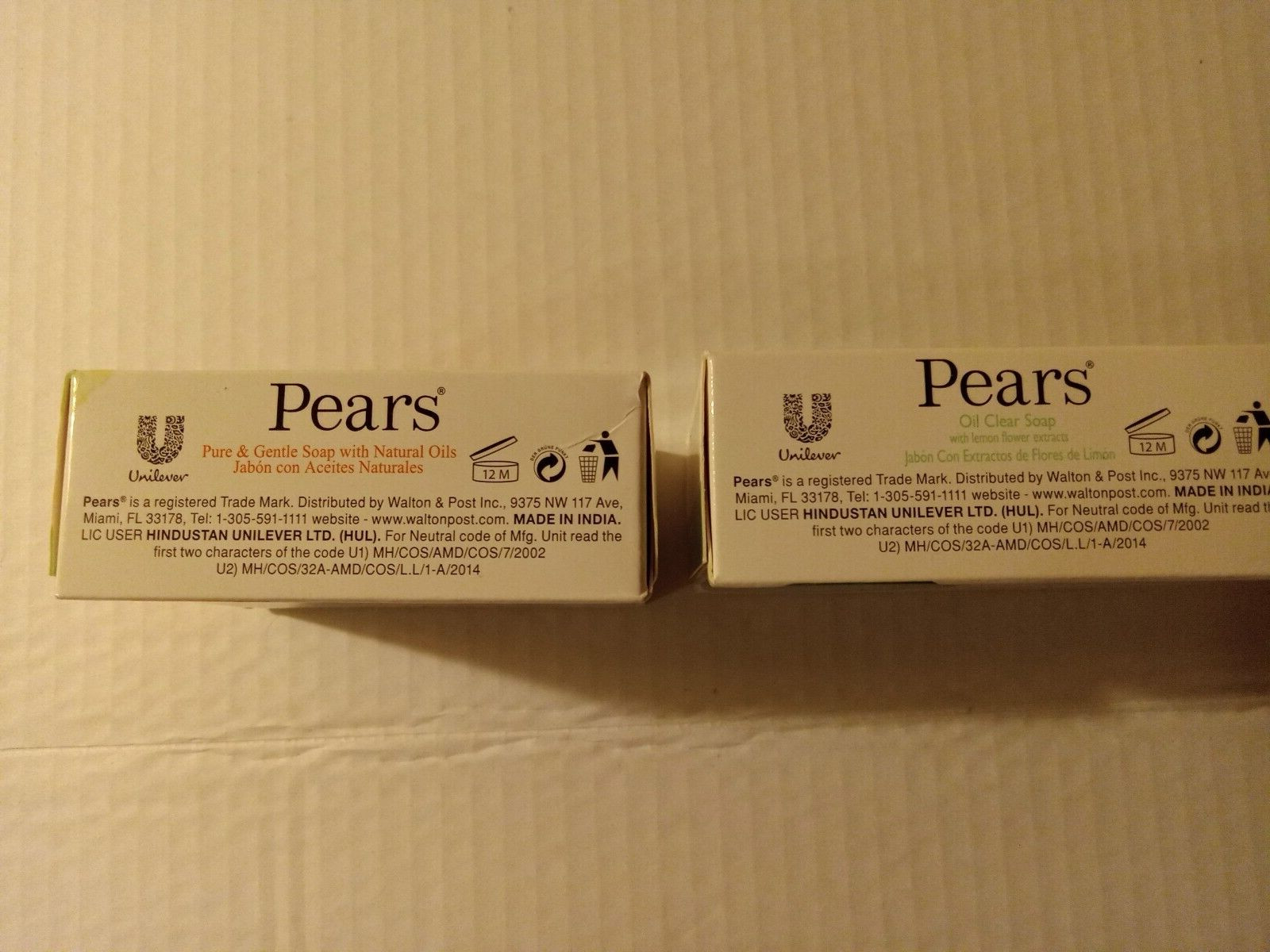 Unilever Pears Bar Soap Lot Of 2 Different Varieties 3.5oz Bars