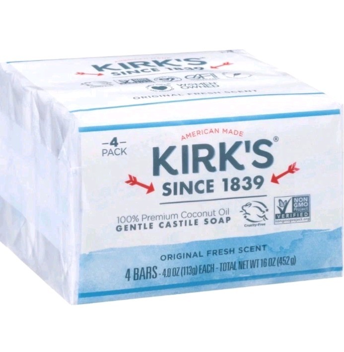 New Kirk’S Original Fresh Scent Gentle Castile Soap Premium Coconut Oil 4 Pack